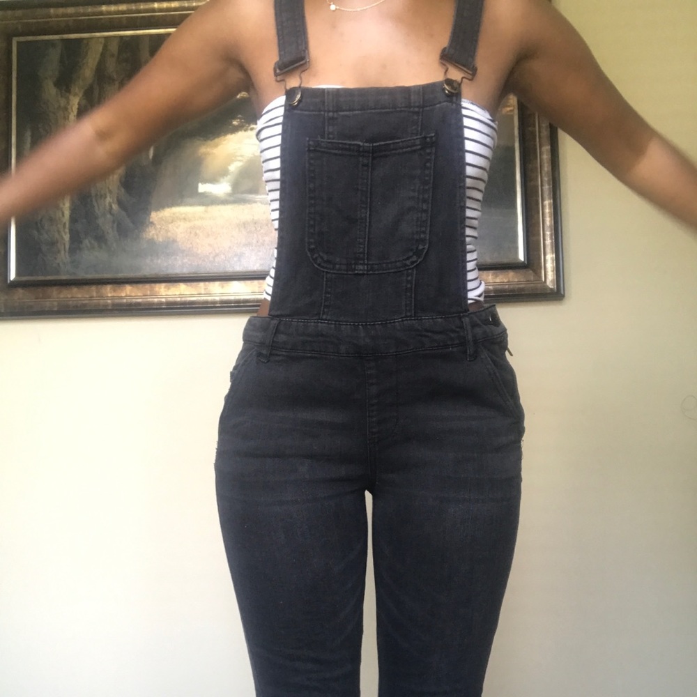 Black/ Grey denim overalls